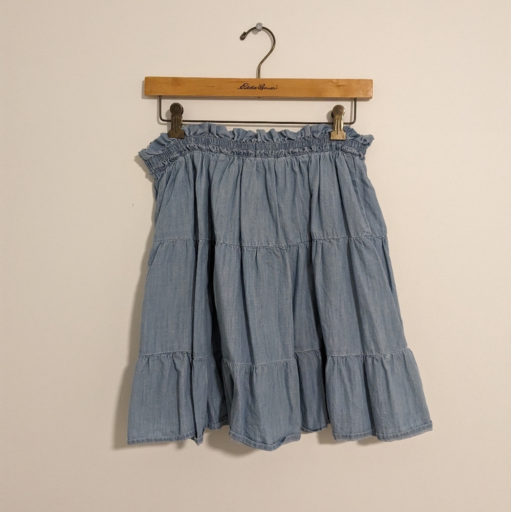 Denim ruffle skirt